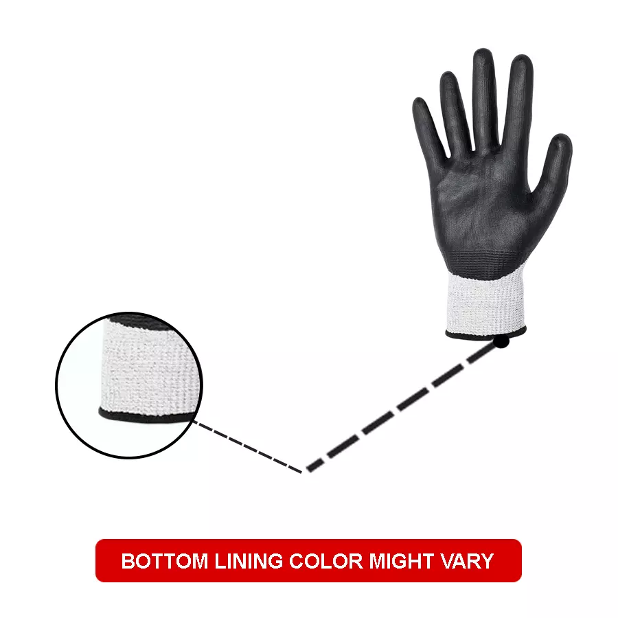 GENERIC M Safety Work Gloves with Grey PU Coating For Multipurpose Use (Pack of 3 Pairs)