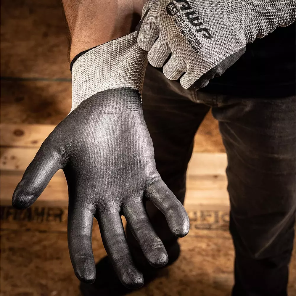 GENERIC M Safety Work Gloves with Grey PU Coating For Multipurpose Use (Pack of 3 Pairs)
