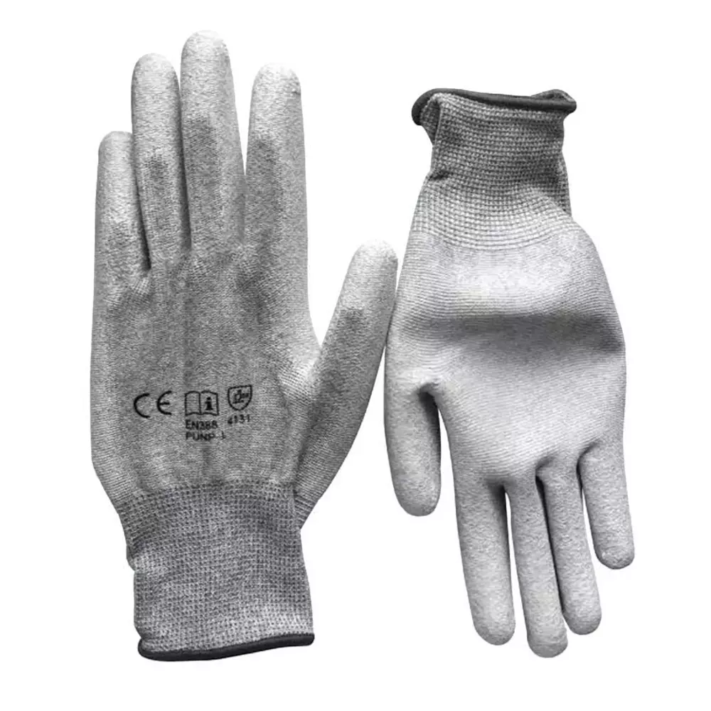 GLOBALSS Non-Powdered ESD Gloves Gray Full Fingered Large