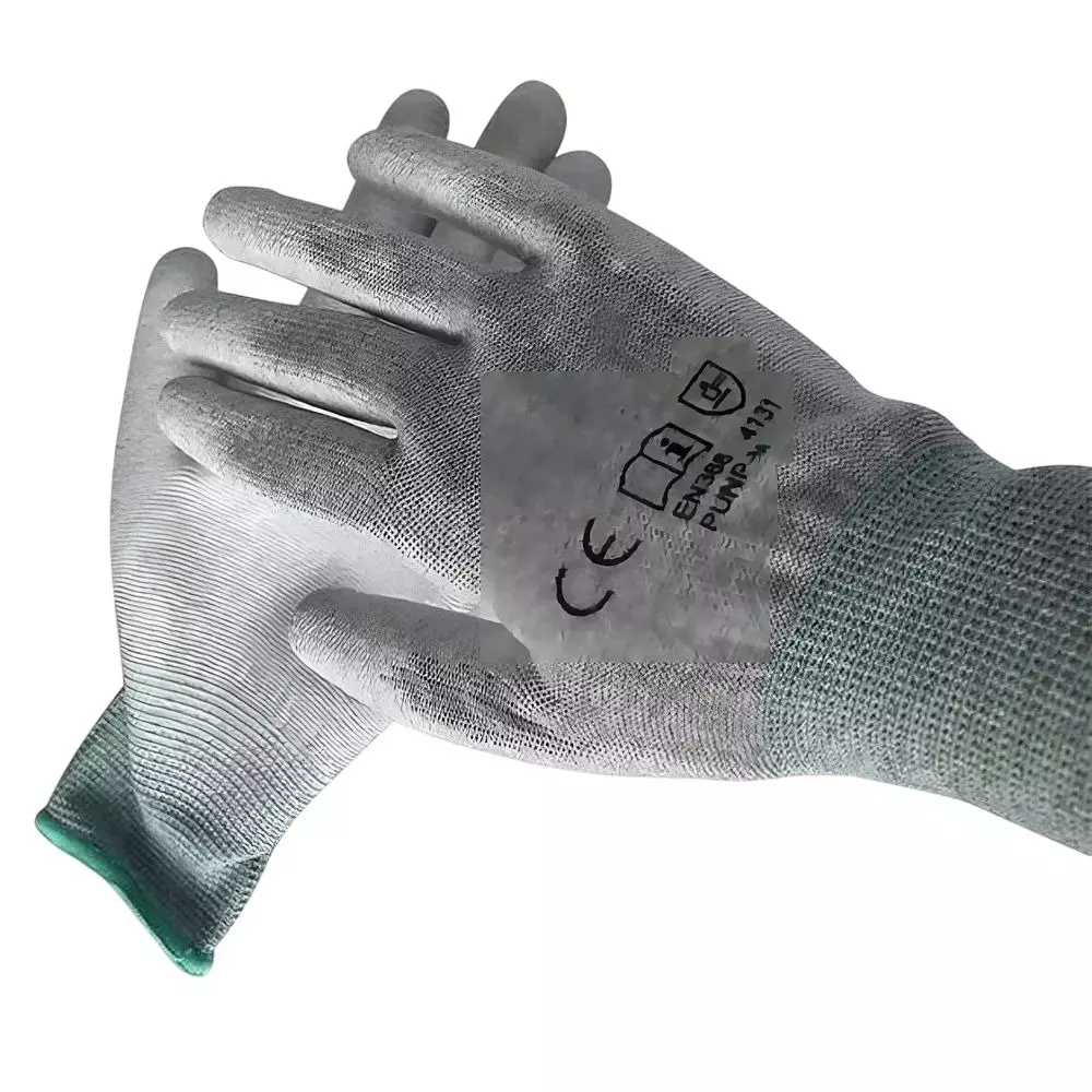 GLOBALSS Non-Powdered ESD Gloves Gray Full Fingered Large