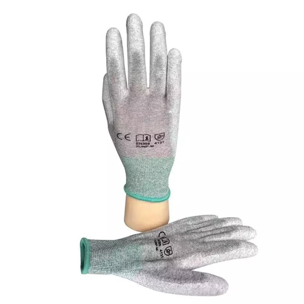 GLOBALSS Non-Powdered ESD Gloves Gray Full Fingered Large