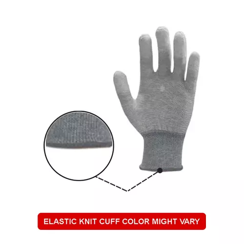 ROCKSAFE ESD Hand Gloves Anti Static Polyester PU-Coated Fingertips White & Grey Free Size (Pack of 72 Pairs)