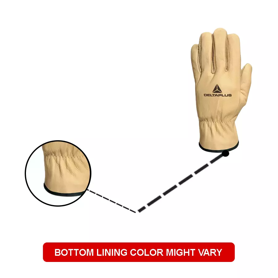 Delta Plus Beige Leather Waterproof Work Gloves Size 10, FIB4910 (Pack of 12 Pair)