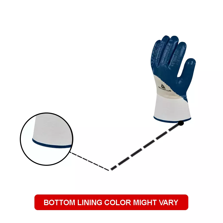 Delta Plus Blue Waterproof Work Gloves Size 10 Nitrile Coating, NI17010 (Pack of 12 Pair)