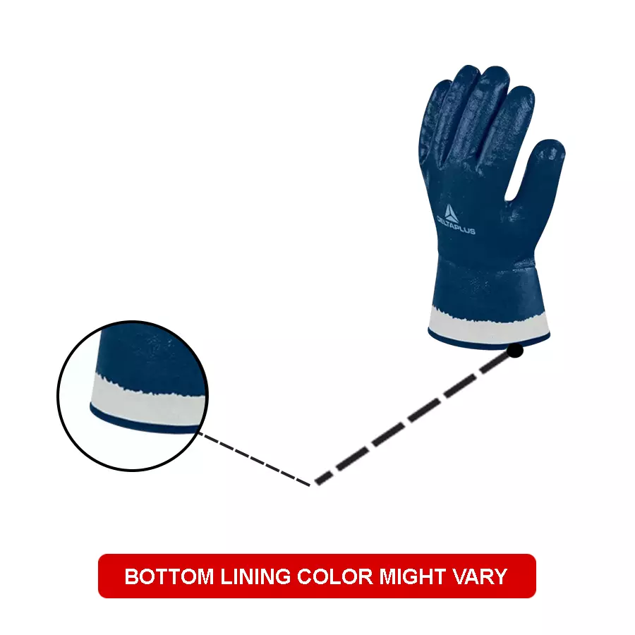 Delta Plus Blue Waterproof Work Gloves Size 10 Nitrile Coating, NI17510 (Pack of 12 Pair)