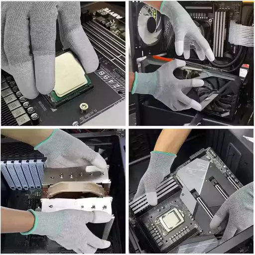 GLOBALSS Full Finger Coated ESD Gloves Carbon Fiber Small