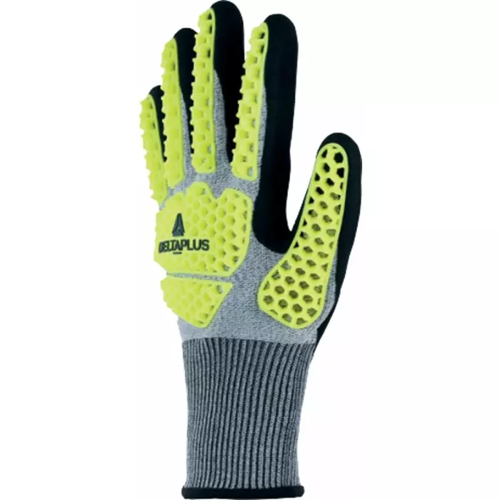 Delta Plus Grey Yellow Cut Resistant Work Gloves Size 9 Nitrile Foam Coating, VV909JA09 (Pack of 12 Pair)