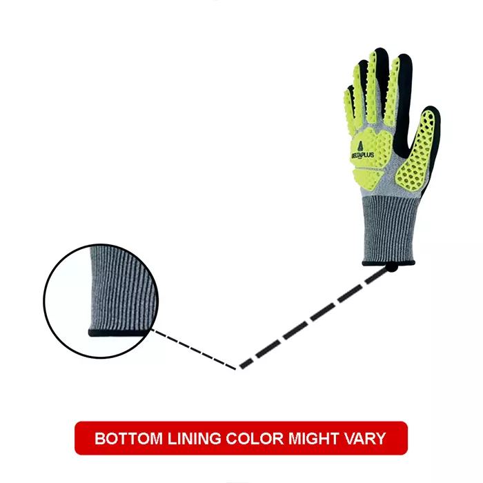 Delta Plus Grey Yellow Cut Resistant Work Gloves Size 9 Nitrile Foam Coating, VV909JA09 (Pack of 12 Pair)