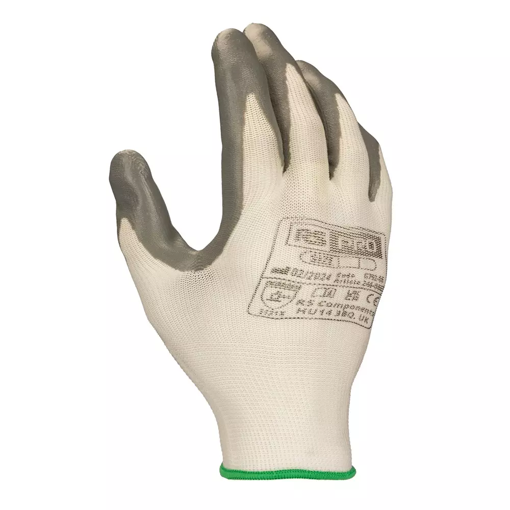 RS PRO Glove Polyester 9 24 Gloves Grey Nitrile Abrasion Resistant, Cut Resistant, Puncture, 2460865