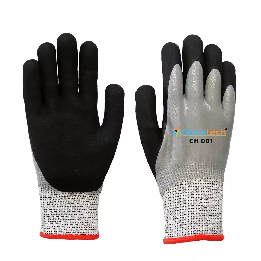 Glovetech Cold Handling Gloves Sandy Finish Black, Gray & Red Medium Size, CH 001 (Pack of 180 Pair)
