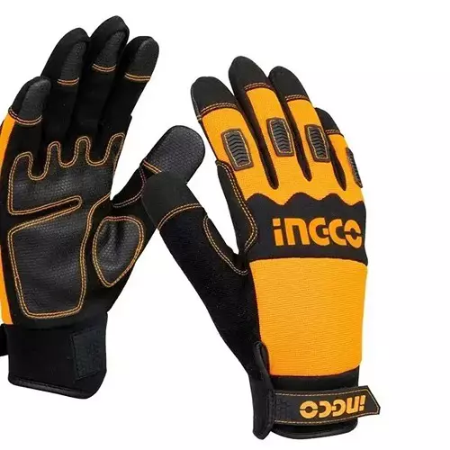 Ingco Mechanic Gloves XL Size Microfiber, PU Leather, Neoprene, Polyester Material, HGMG02-XL