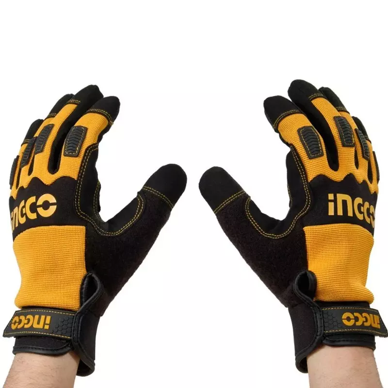 Ingco Mechanic Gloves XL Size Microfiber, PU Leather, Neoprene, Polyester Material, HGMG02-XL
