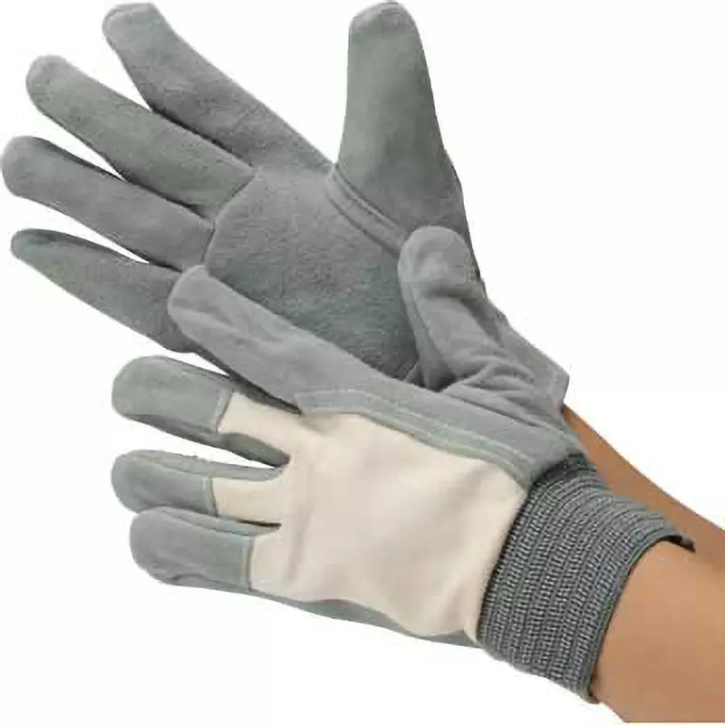 MonotaRO Cowhide Split Leather Gloves With Knitted Back L Size, 21758022 (1 Pair)