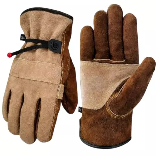 HANMECH Leather Work Gloves Multi Use Brown Anti-Slip Rose Thorn Proof Safety Size 254 mm (10 inch)