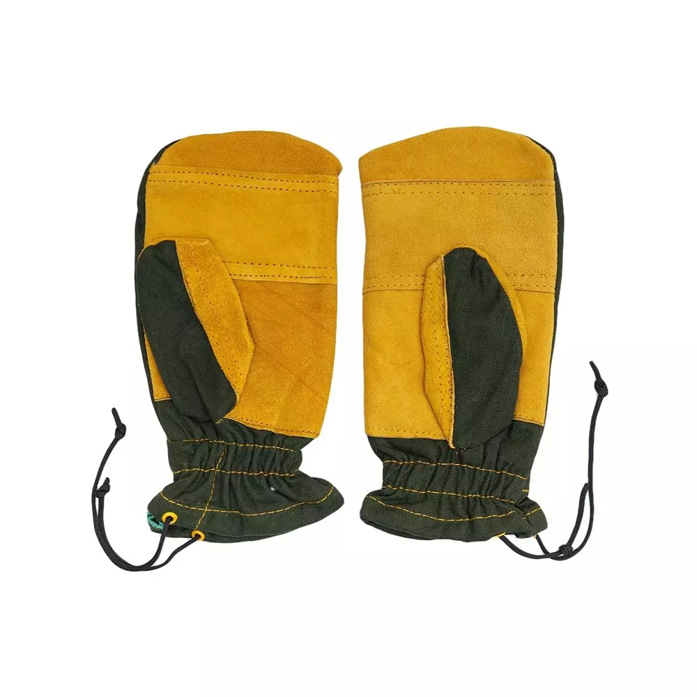 Efficacy Anti-Slip Durable Rope Gloves Made of Leather in Yellow & Black Color for Freeriders, Professional Mountain Guides (Pair of 5)