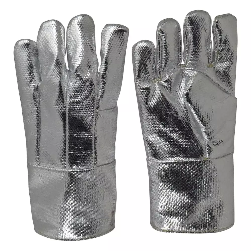 GENERIC Heat & Fire Resistant Hand Gloves Aluminium Silver (14 inch) 355.6 mm (Pack of 100)