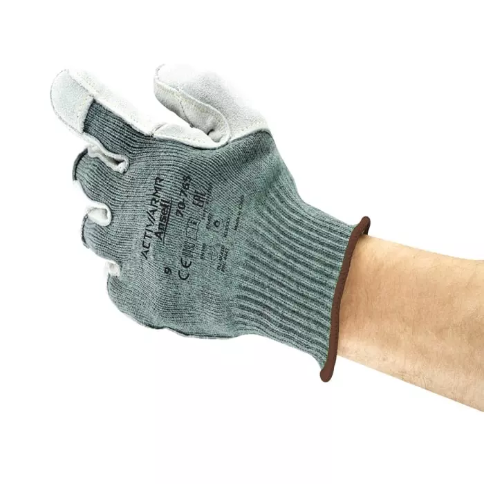 Ansell ActivArmr 70-765 Grey Acrylic Nylon (Liner) Cut Resistant Gloves Size 8 Leather Coating, 70765080