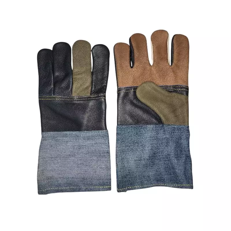 HANMECH Leather Denim Gloves Double Palm Assorted Color Size 355 mm (14 inch)