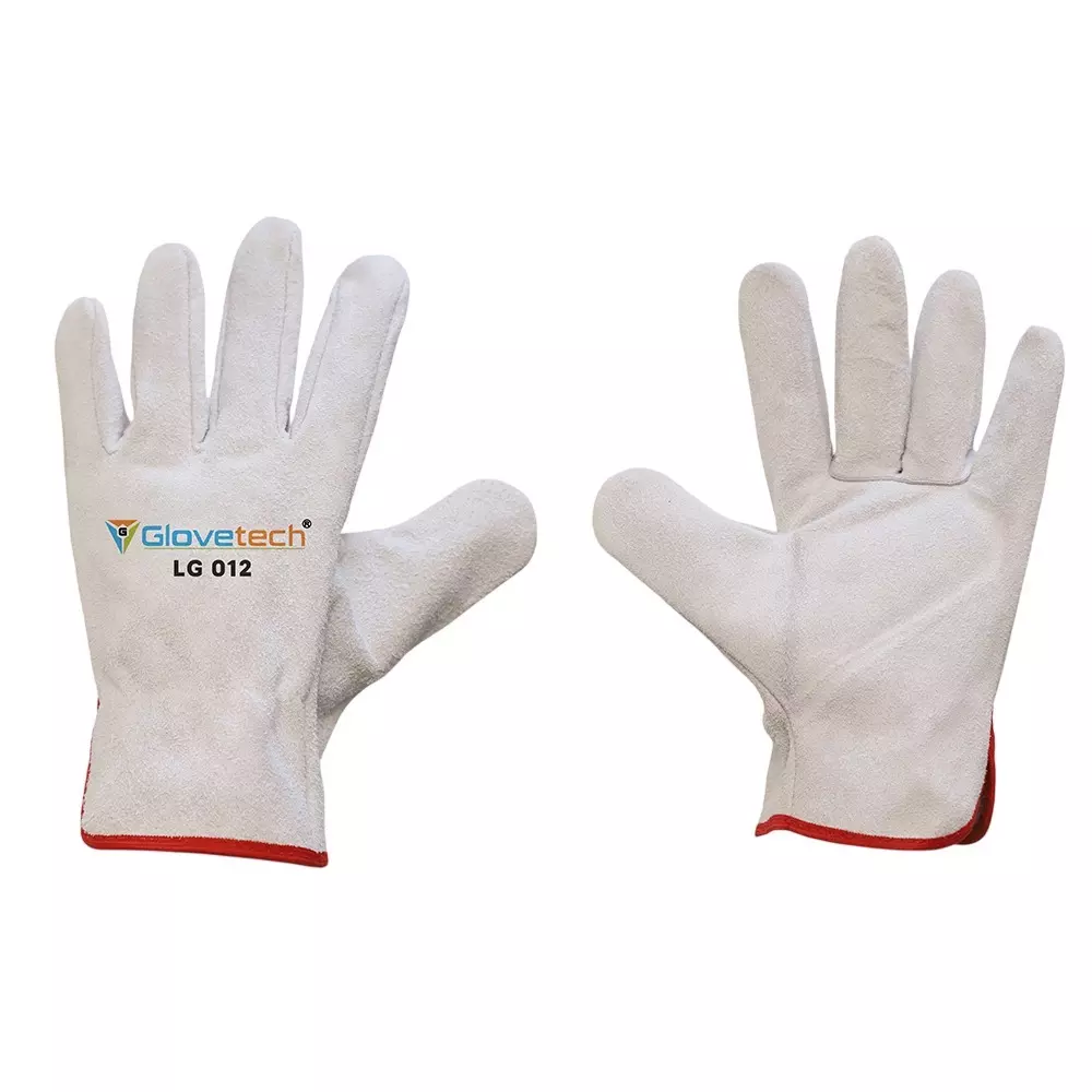 Glovetech Driving Gloves With Front Split Leather Back Full Grain Leather Edge Binding Cuff Size XXL White, LG 012 (Pack of 180 Pair)