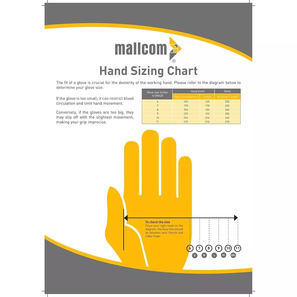 Mallcom Safety Hand Gloves Natural Grain Leather White Size L, D232