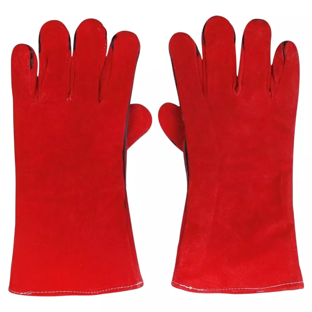 SWAVIND Leather Hand Gloves Heat & Fire Resistant Reusable Red
