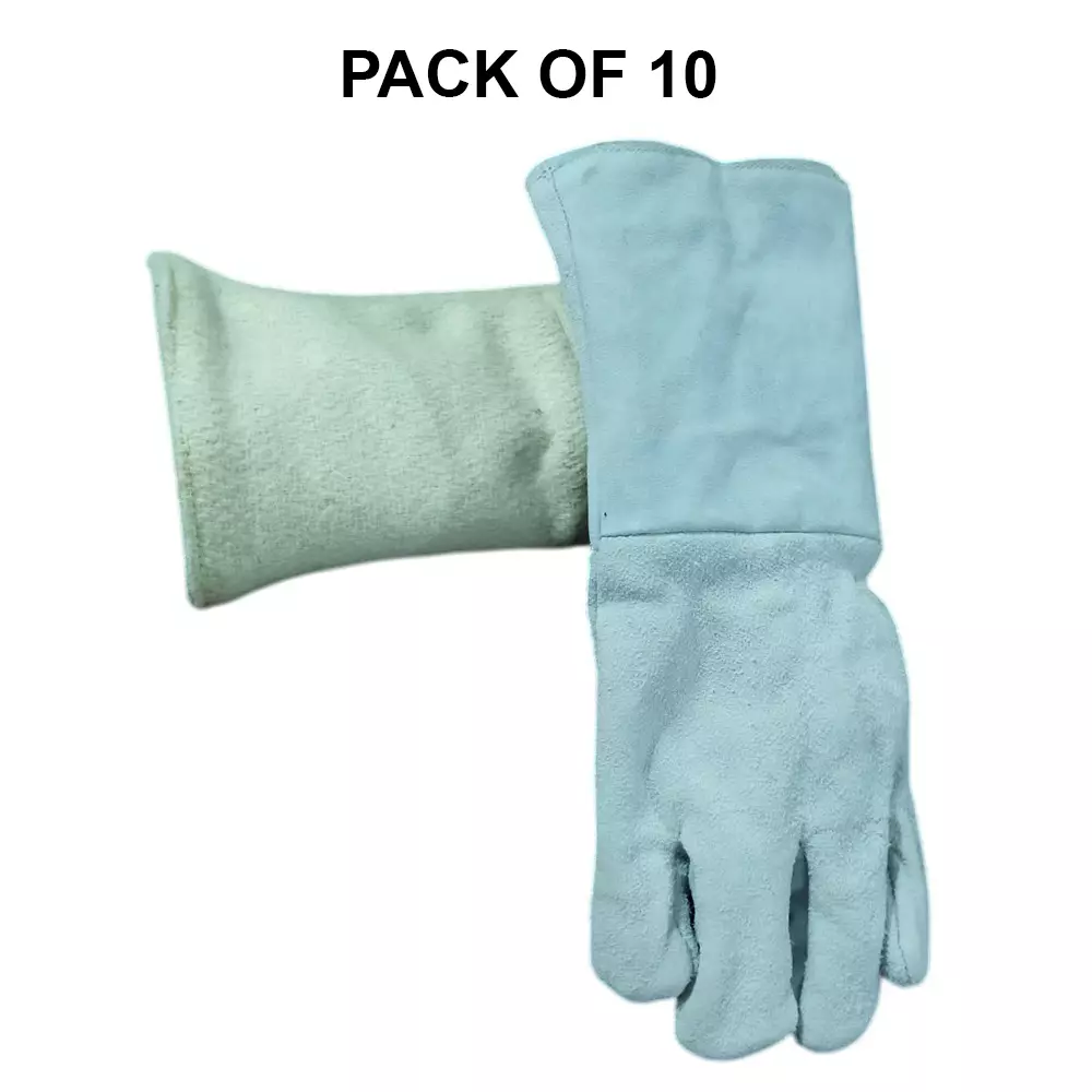 GENERIC Heat Safety Hand Gloves Leather Gray (14 inch) 355.6 mm (Pack of 10)