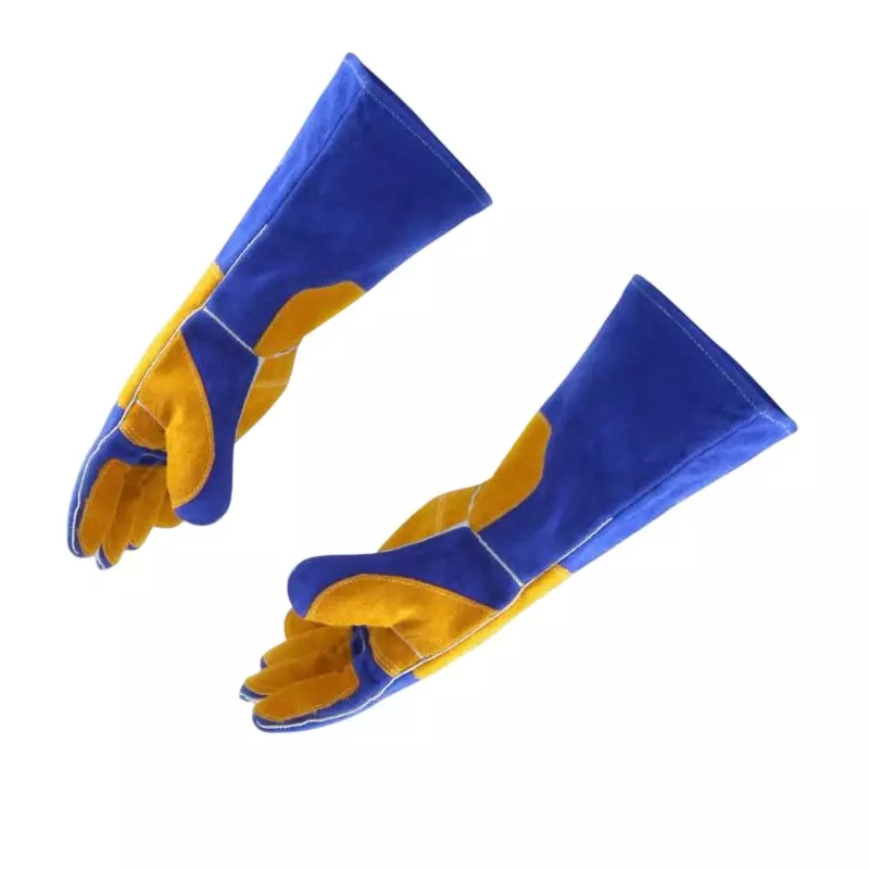 HANMECH Multi-Purpose Leather Gloves Welding & Animal Handling Blue & Yellow Size 355 mm (14 inch)