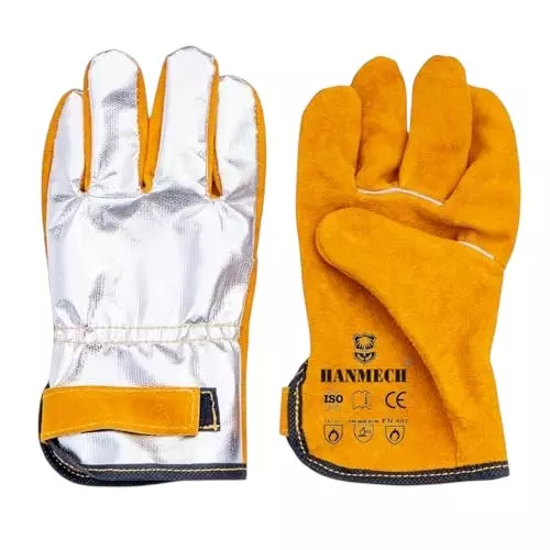 HANMECH Multi-Purpose Leather Gloves Aluminized back Size 254 mm (10 inch)