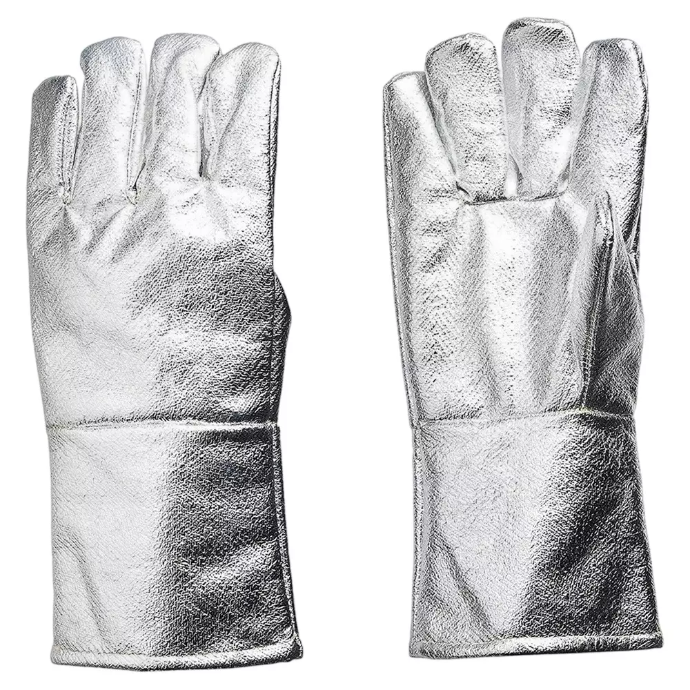 ANGELSAFE Aluminized Hand Gloves Free Size Silver Color Kevlar Body High Temperature Resistance and 14 inch (355 mm) Length (Pack of 5 Pair)