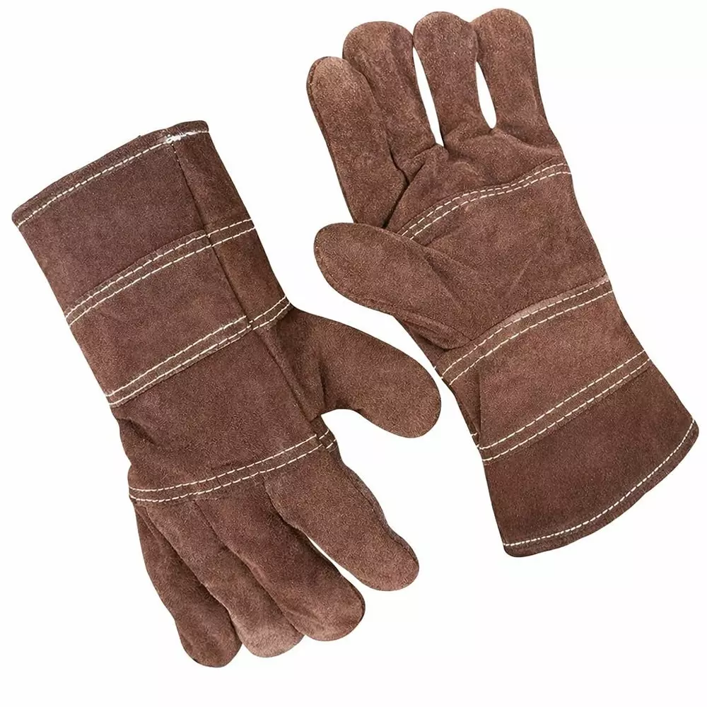 SWAVIND Leather Animal Handling Gloves Reusable Brown, Free