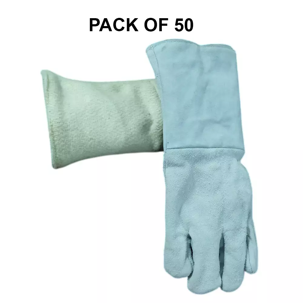 GENERIC Heat Safety Hand Gloves Leather Gray (14 inch) 355.6 mm (Pack of 50)