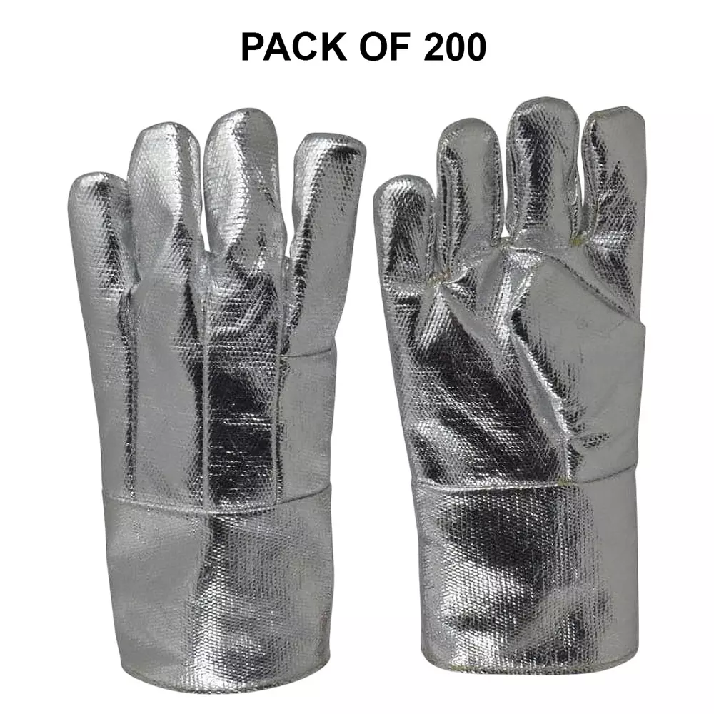 GENERIC Heat & Fire Resistant Hand Gloves Aluminium Silver (14 inch) 355.6 mm (Pack of 200)