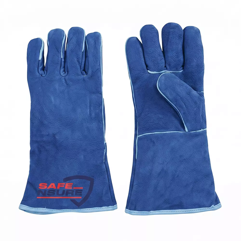 Safe N Sure Welding Hand Gloves Leather Blue 355.6 mm (14 inch) Size