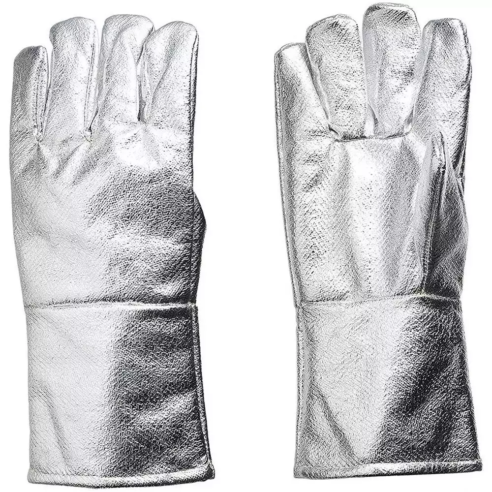 BEGGOSAFE Aluminized Hand Gloves Silver Heat Resistant, Fire Resistant Free Size (Pack of 5 Pair)