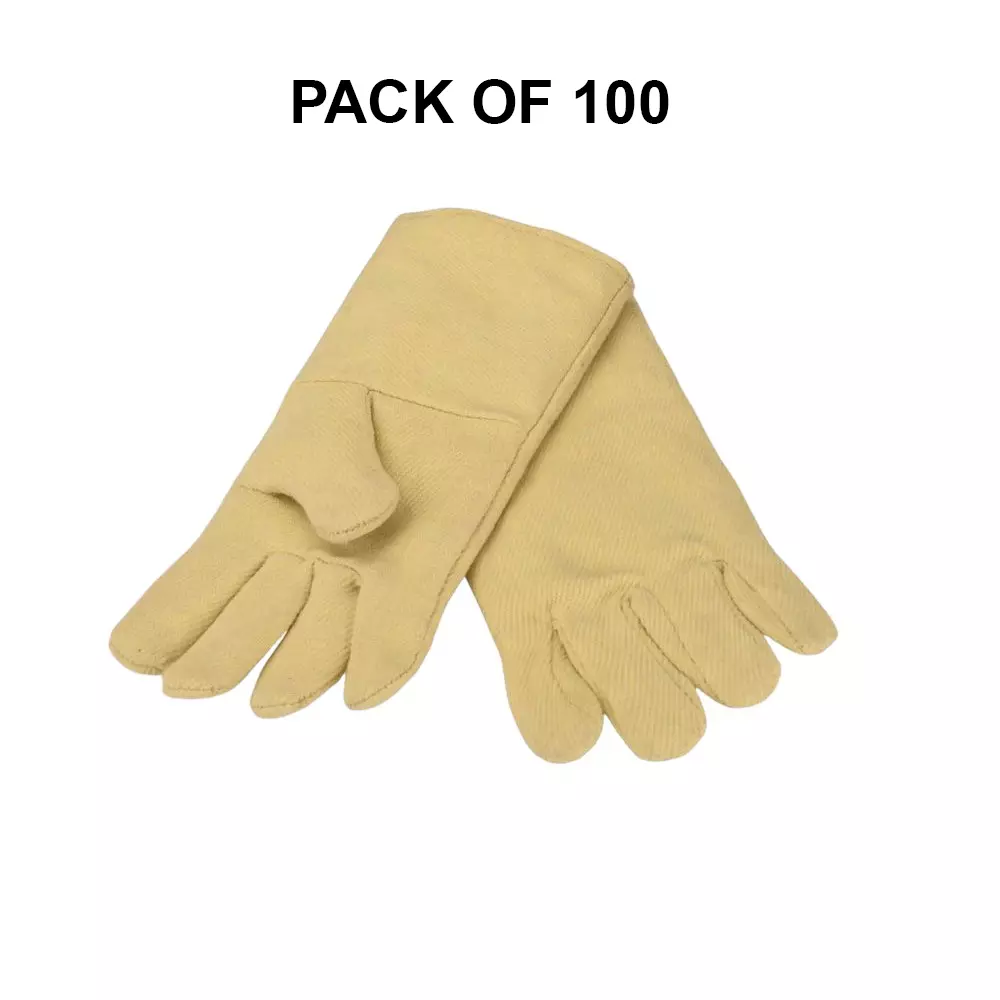 GENERIC Heat & Fire Resistant Protection Hand Gloves Kevlar Yellow (14 inch) 355.6 mm (Pack of 100)