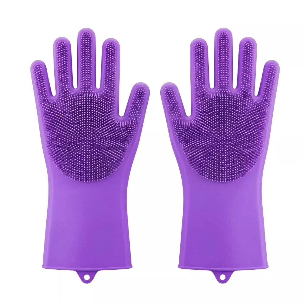 SWAVIND Silicone Silicone Hand Gloves Reusable Purple, Free