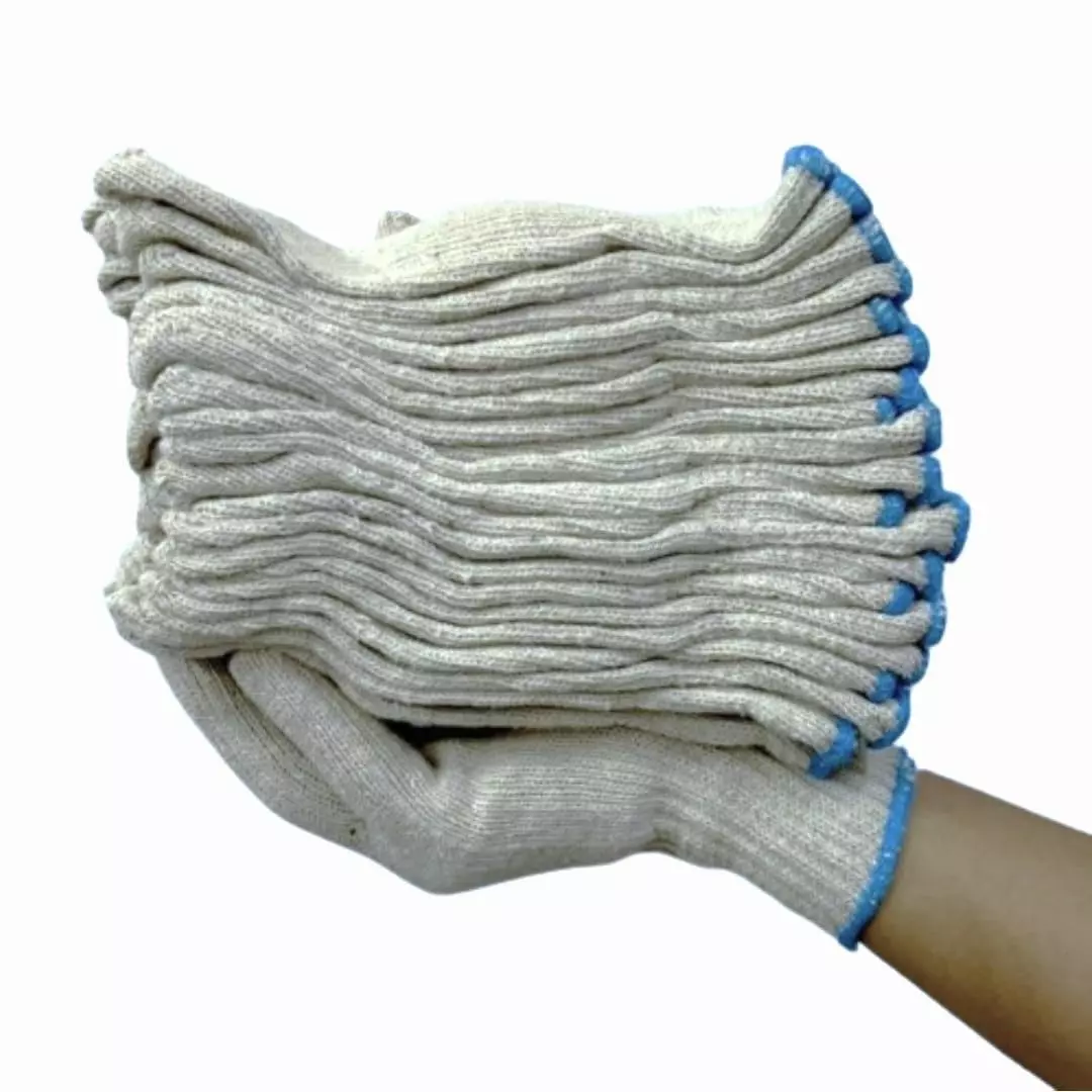 Swavind Safety Hand Gloves 50 g Cotton Knitted Fabric Comfortable Grip White Free Size (Pack of 600 Pair)