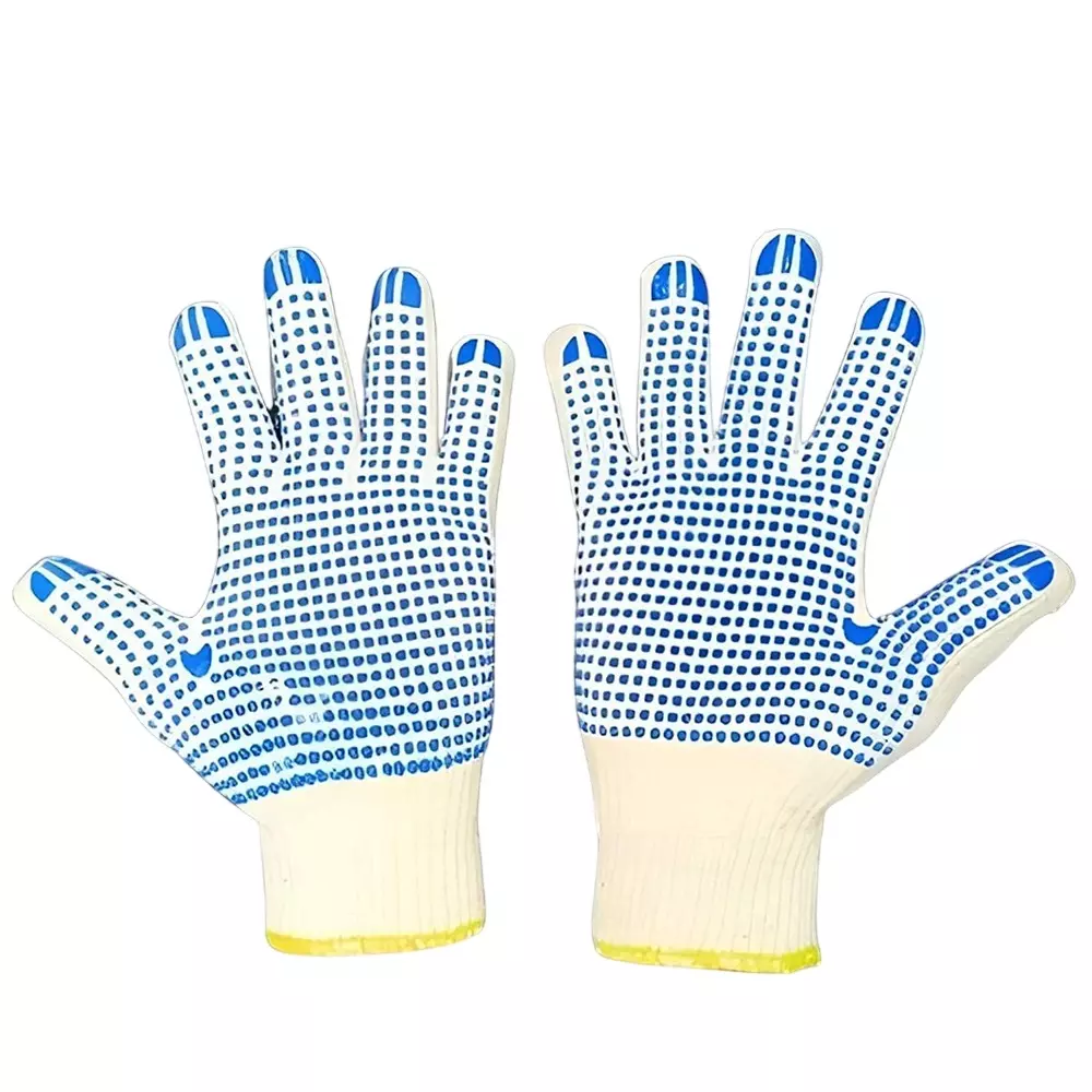 Veltrix Cotton PVC Dotted Hand Gloves Free Size (Pack of 72 Pair)