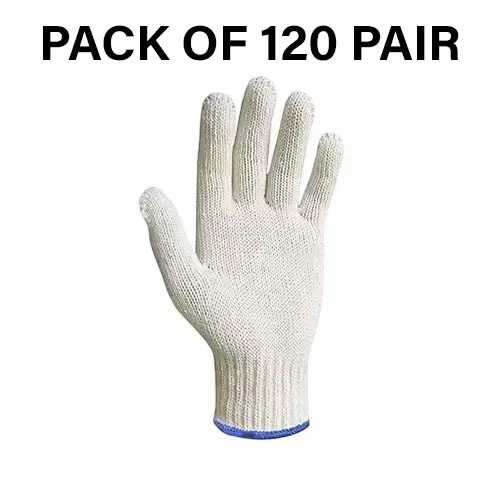 Swavind Safety Hand Gloves 60 g Cotton Knitted Fabric Comfortable Grip White Free Size (Pack of 120 Pair)