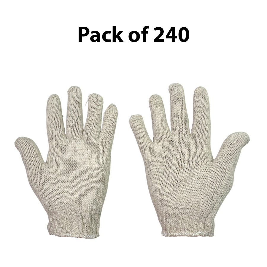 GENERIC Cotton Knitted Gloves 7 Gauge 35 g Free Size (Pack of 240 Pair)