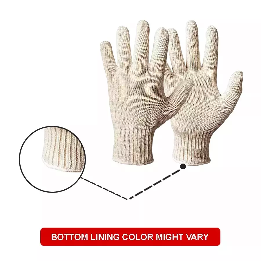 GENERIC Cotton Knitted Gloves 7 Gauge 35 g Free Size (Pack of 120 Pair)