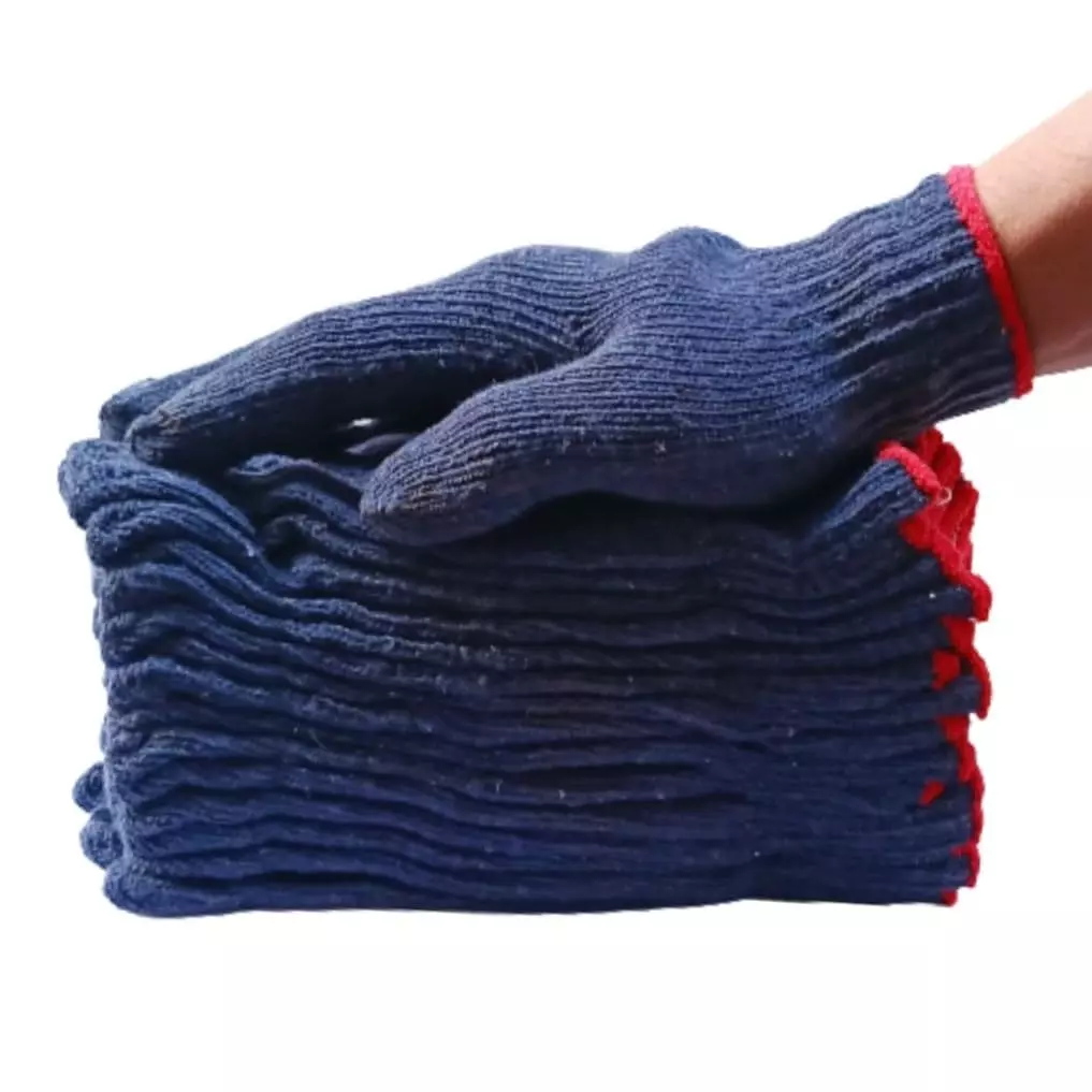 Swavind Safety Hand Gloves 70 g Cotton Knitted Fabric Comfortable Grip Blue Free Size (Pack of 600 Pair)