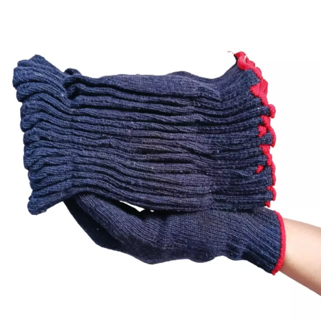 Swavind Safety Hand Gloves 70 g Cotton Knitted Fabric Comfortable Grip Blue Free Size (Pack of 600 Pair)