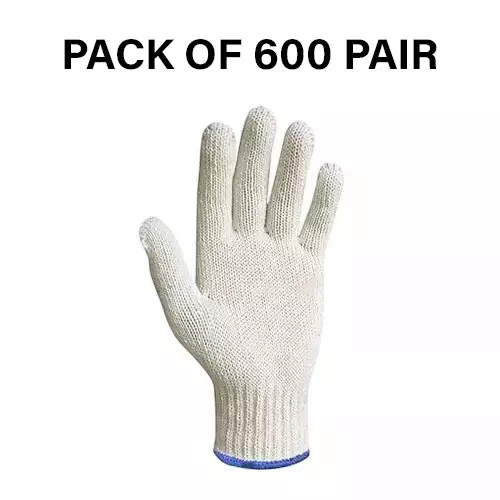 Swavind Safety Hand Gloves 70 g Cotton Knitted Fabric Comfortable Grip White Free Size (Pack of 600 Pair)