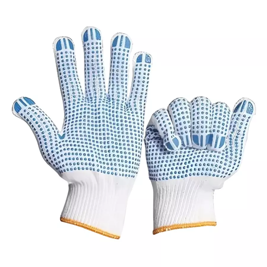 Swavind Safety Hand Gloves White Cotton with PVC Dotted Palm Free Size (Pack of 600 Pair)