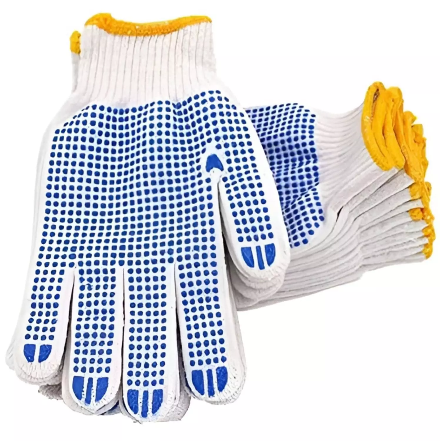 Swavind Safety Hand Gloves White Cotton with PVC Dotted Palm Free Size (Pack of 600 Pair)