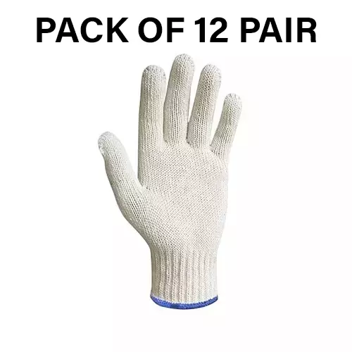Swavind Safety Hand Gloves 50 g Cotton Knitted Fabric Comfortable Grip White Free Size (Pack of 12 Pair)
