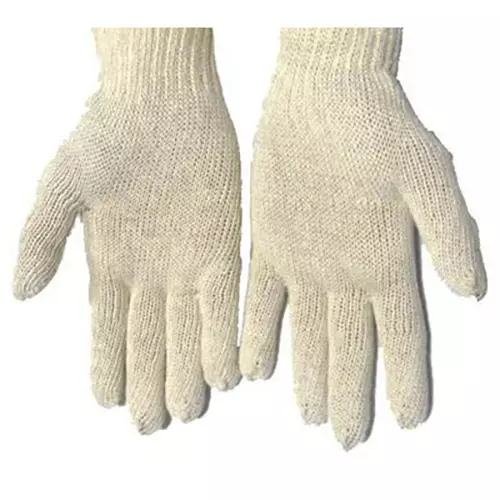 Metro Knitted Hand Gloves Full Finger Knitted Cotton For Industrial White, HP-006 (Pack of 48 Pair)