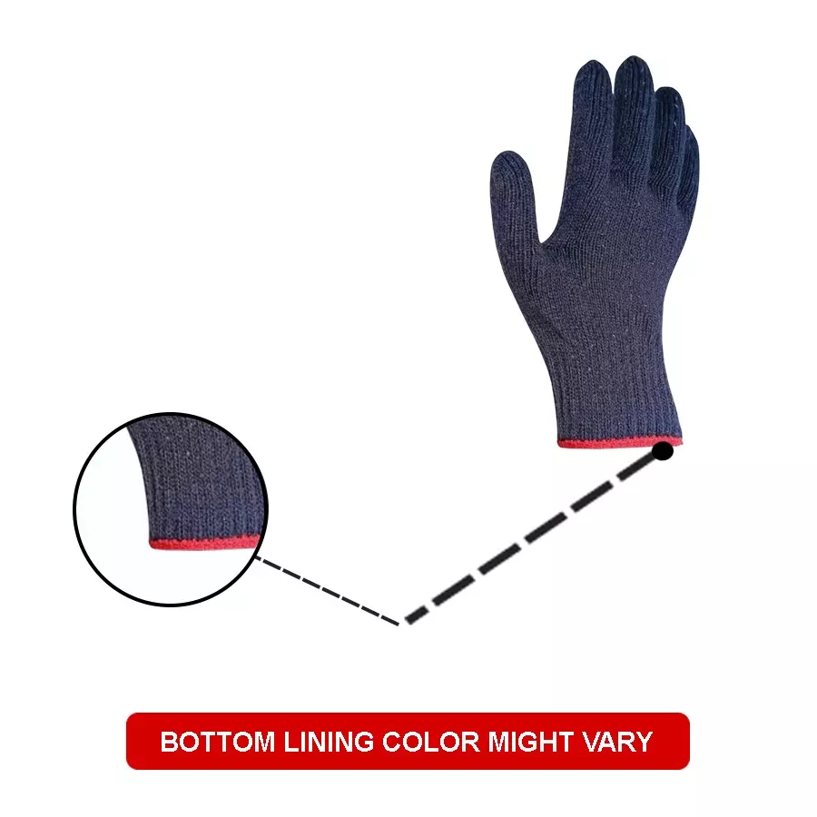 Swavind Safety Hand Gloves 70 g Cotton Knitted Fabric Comfortable Grip Blue Free Size (Pack of 120 Pair)