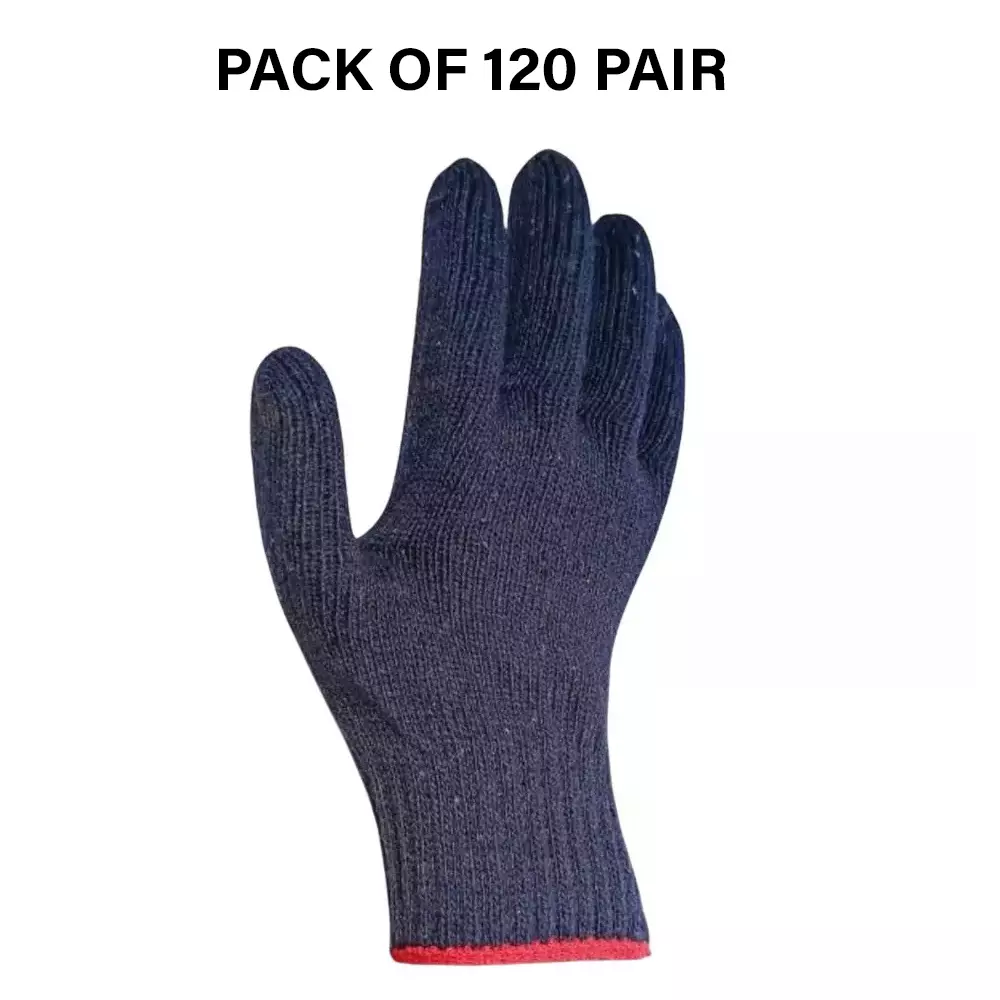 Swavind Safety Hand Gloves 70 g Cotton Knitted Fabric Comfortable Grip Blue Free Size (Pack of 120 Pair)